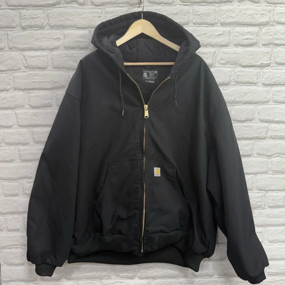Carhartt J0140 Jacket 4XL Black Duck Canvas‎ Insulated Quilted Lined Work Coat